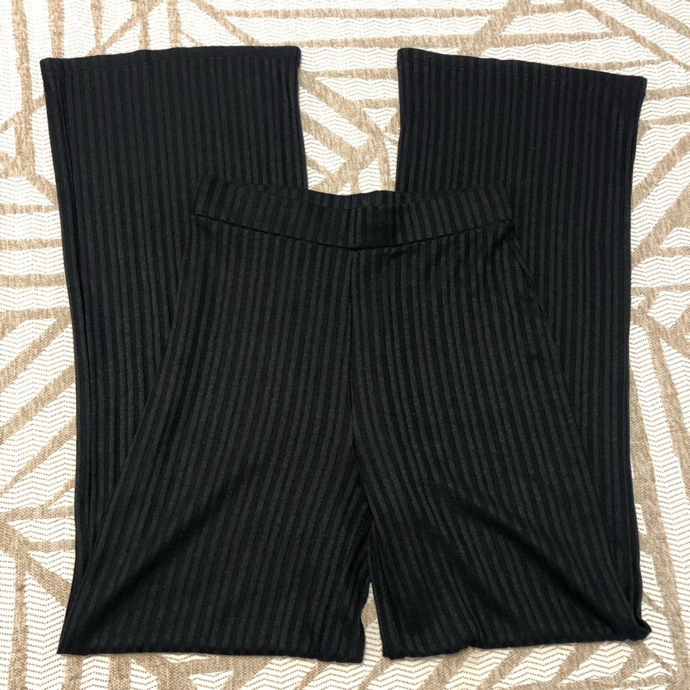 H&M Black stripe sheer long wide leg pants